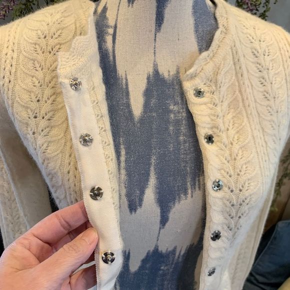 Charlotte Tarantola Women's S cream wool Angora snap up vintage look cardigan - Picture 4 of 10